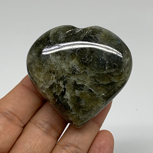 88.6g, 2.1"x2.1"x0.9" Natural Labradorite Heart Polished Healing Crystal, B35457