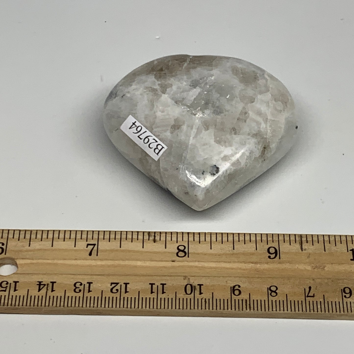 104.5g, 2.1"x2.3"x0.9", Rainbow Moonstone Heart Crystal Gemstone @India, B29764