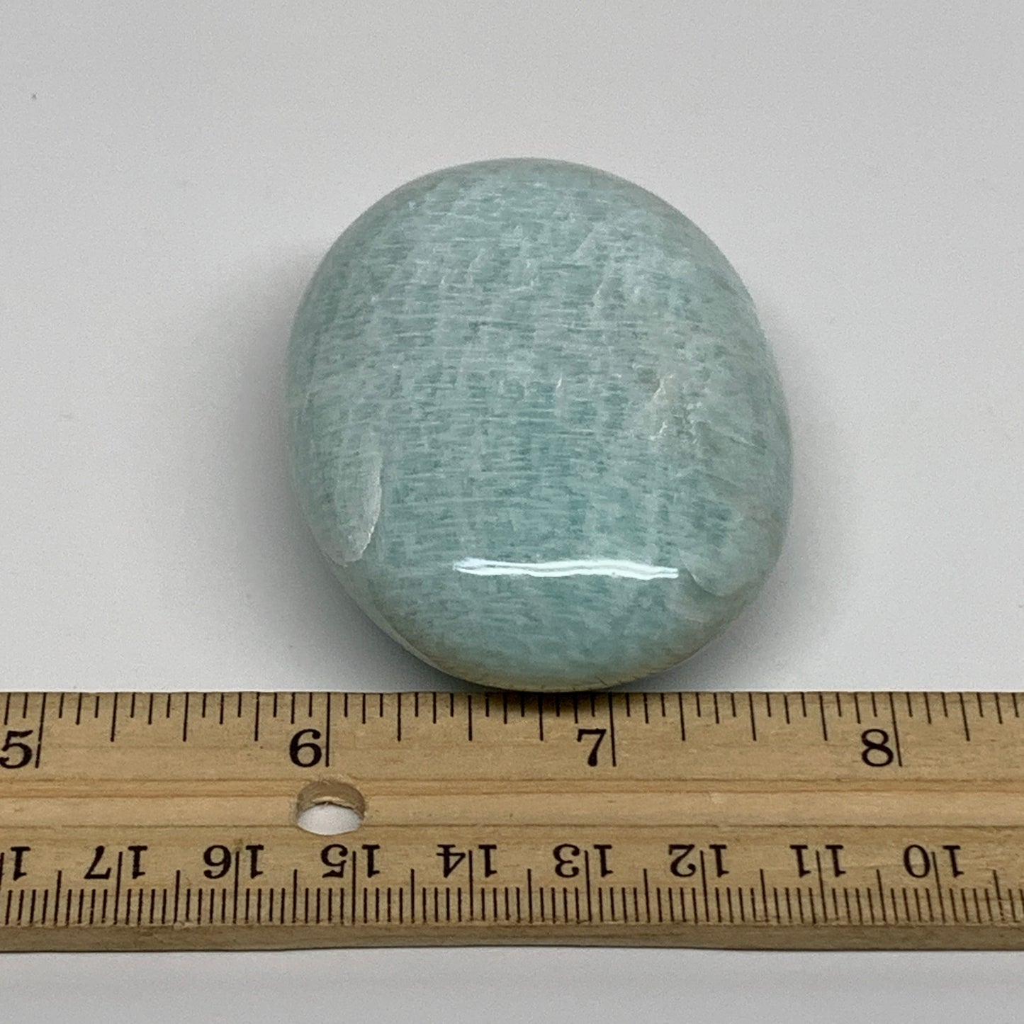 114.6g, 2.6"x1.8"x1", Natural Amazonite Palm-Stone Tumbled Polished, B34680