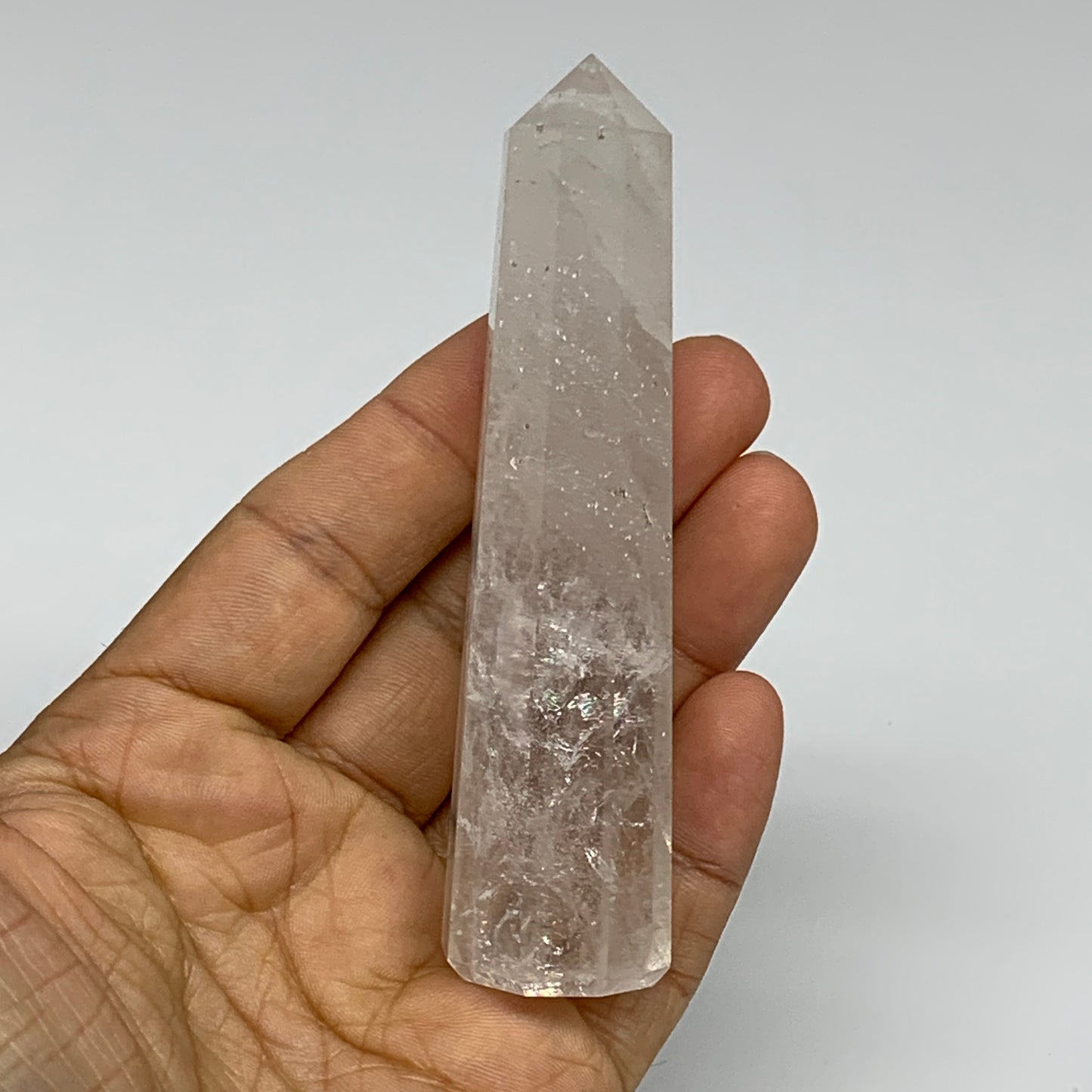 87.9g, 3.9"x0.9", Natural Quartz Crystal Tower Point Obelisk @India, B31323
