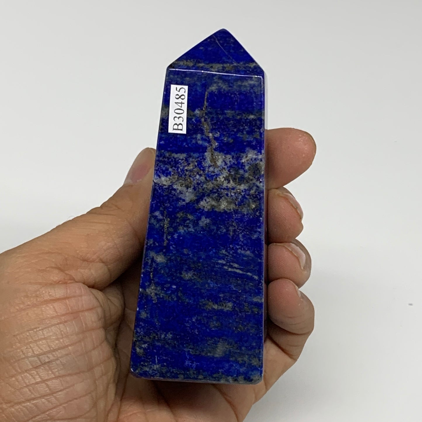 273.6g, 3.8"x1.4"x1.4", Natural Lapis Lazuli Tower Point Obelisk Afghanistan,B30