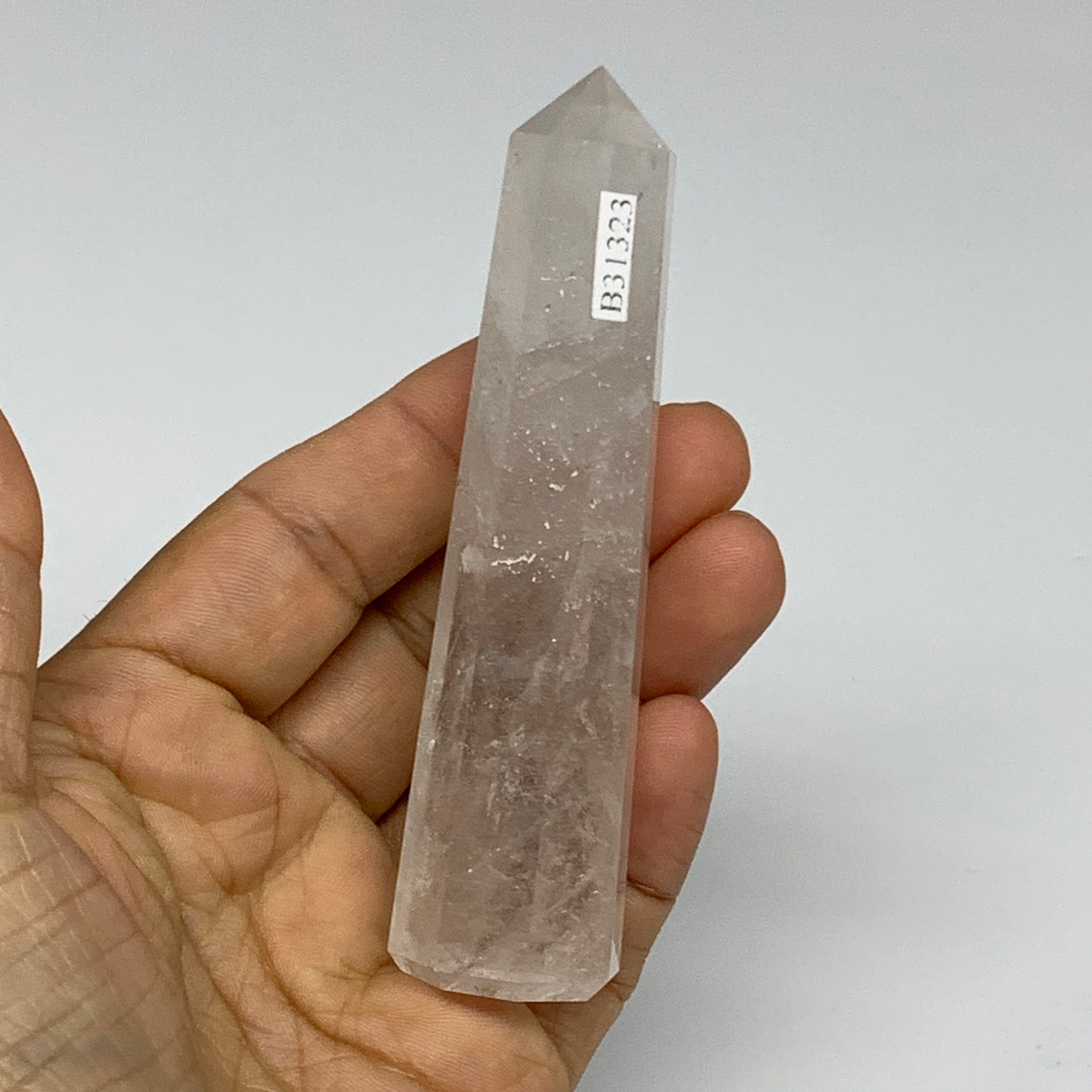 87.9g, 3.9"x0.9", Natural Quartz Crystal Tower Point Obelisk @India, B31323