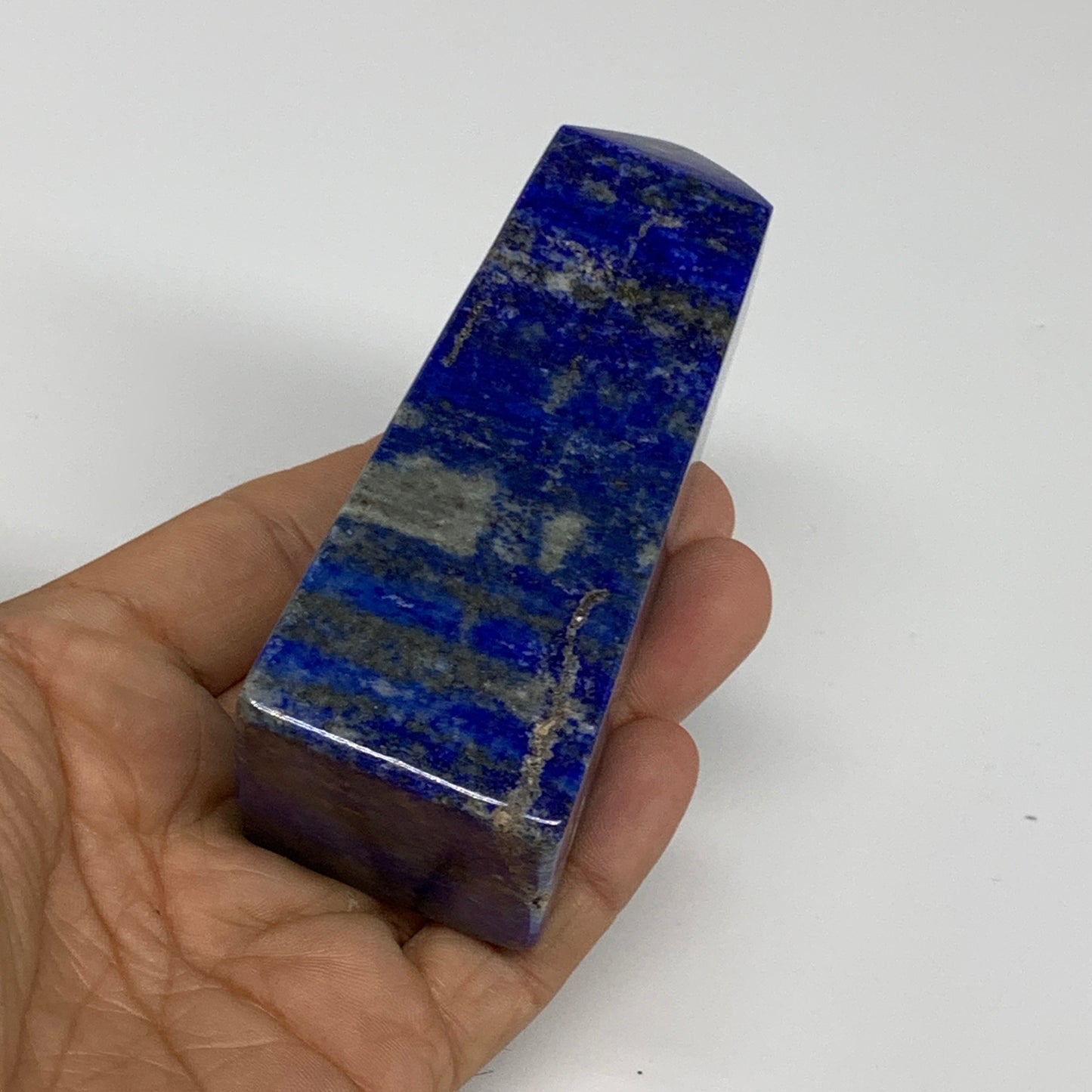 273.6g, 3.8"x1.4"x1.4", Natural Lapis Lazuli Tower Point Obelisk Afghanistan,B30