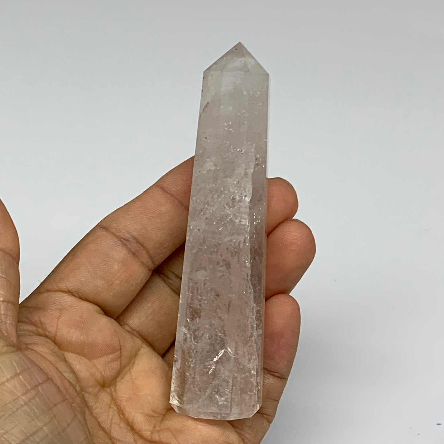 87.9g, 3.9"x0.9", Natural Quartz Crystal Tower Point Obelisk @India, B31323