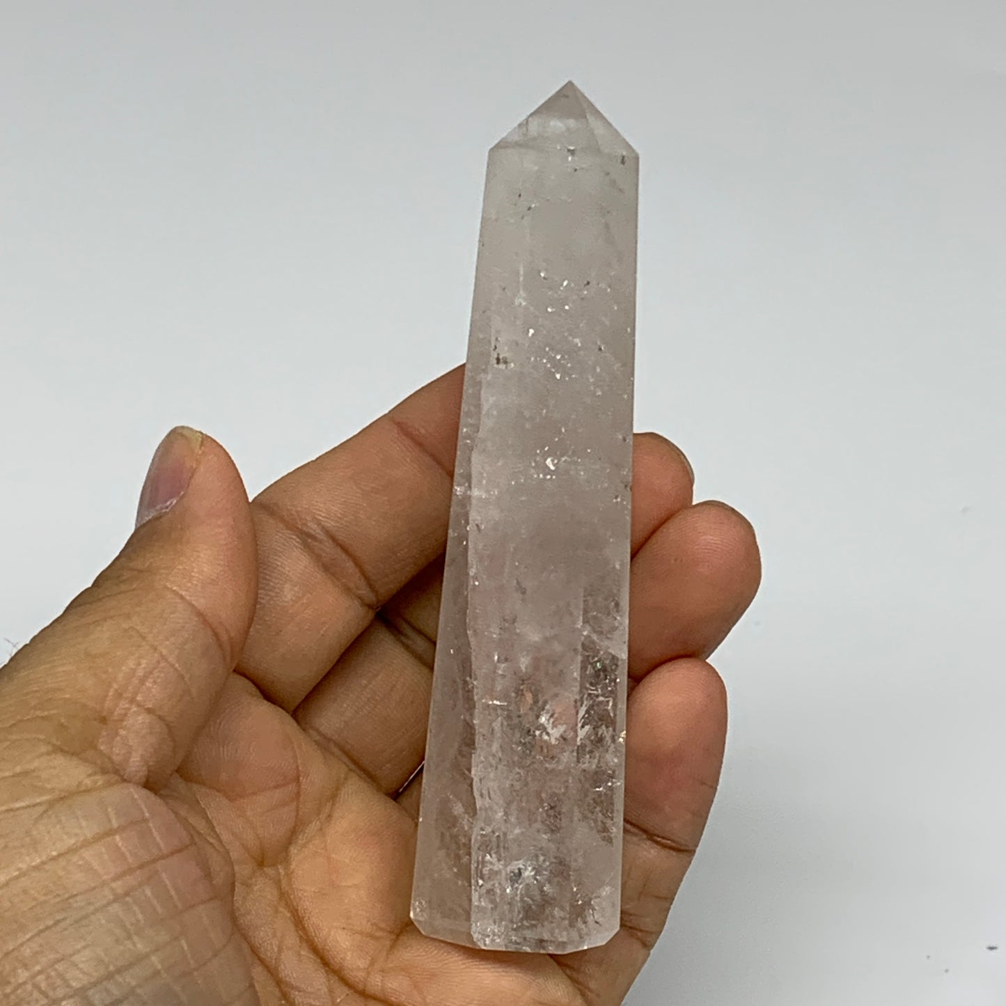 87.9g, 3.9"x0.9", Natural Quartz Crystal Tower Point Obelisk @India, B31323