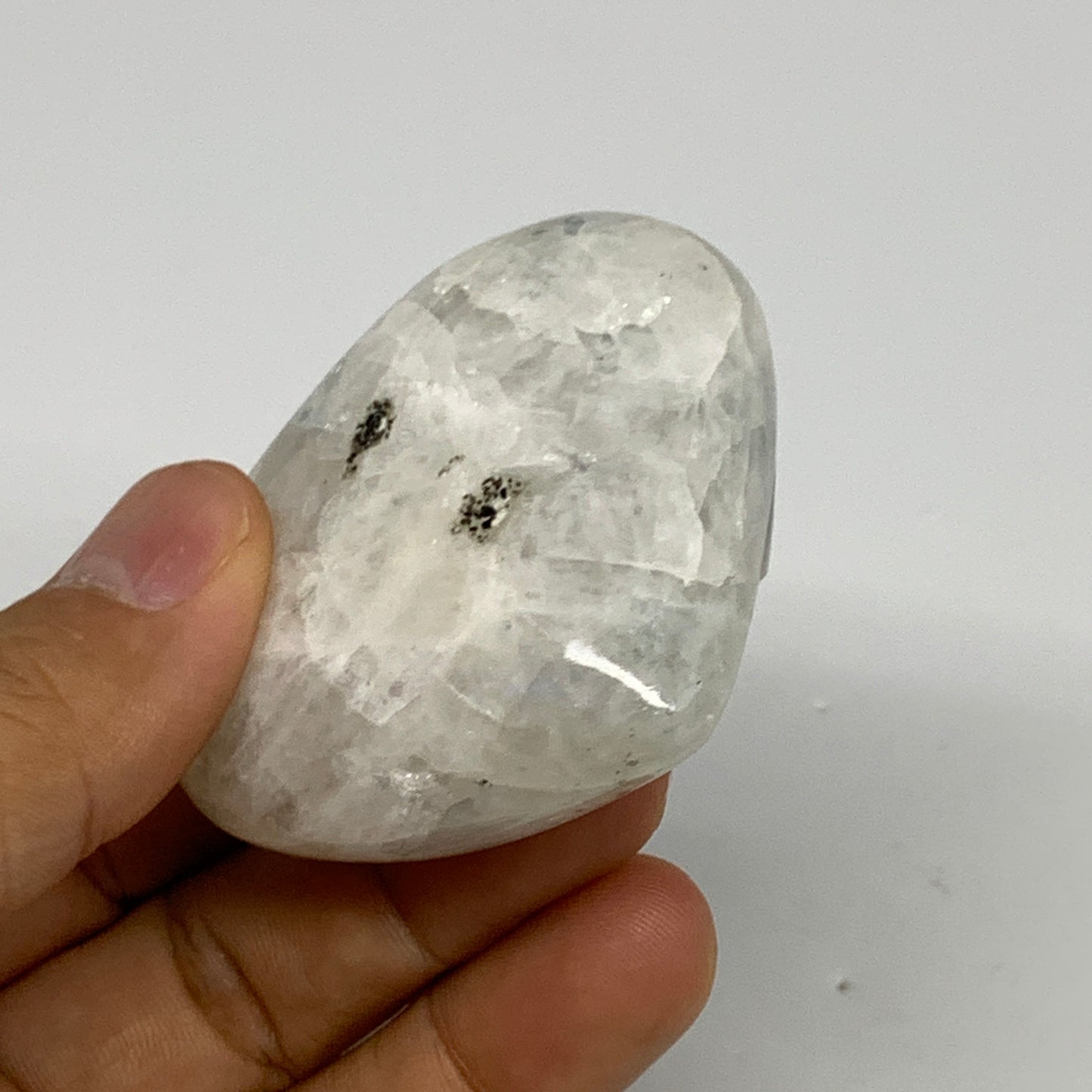 99.4g, 2"x2.2"x1", Rainbow Moonstone Heart Crystal Gemstone @India, B29765