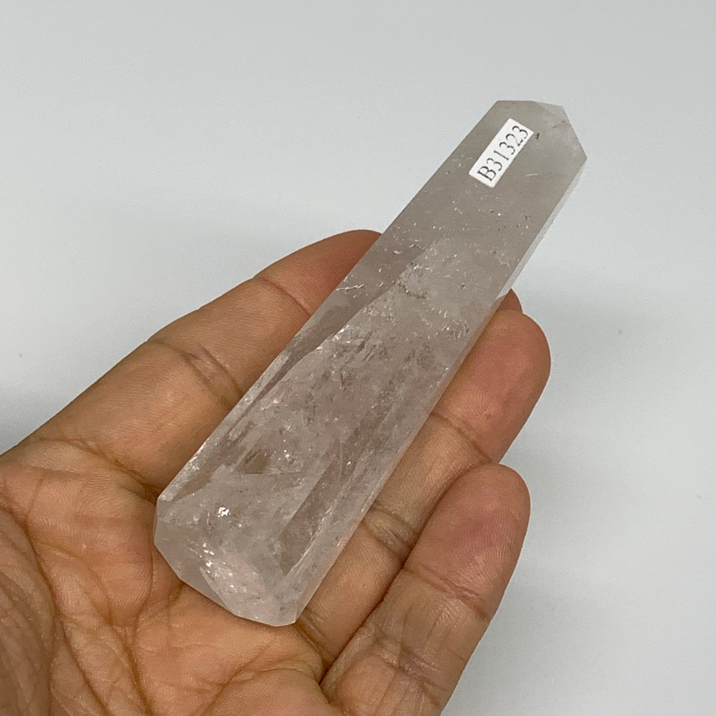 87.9g, 3.9"x0.9", Natural Quartz Crystal Tower Point Obelisk @India, B31323