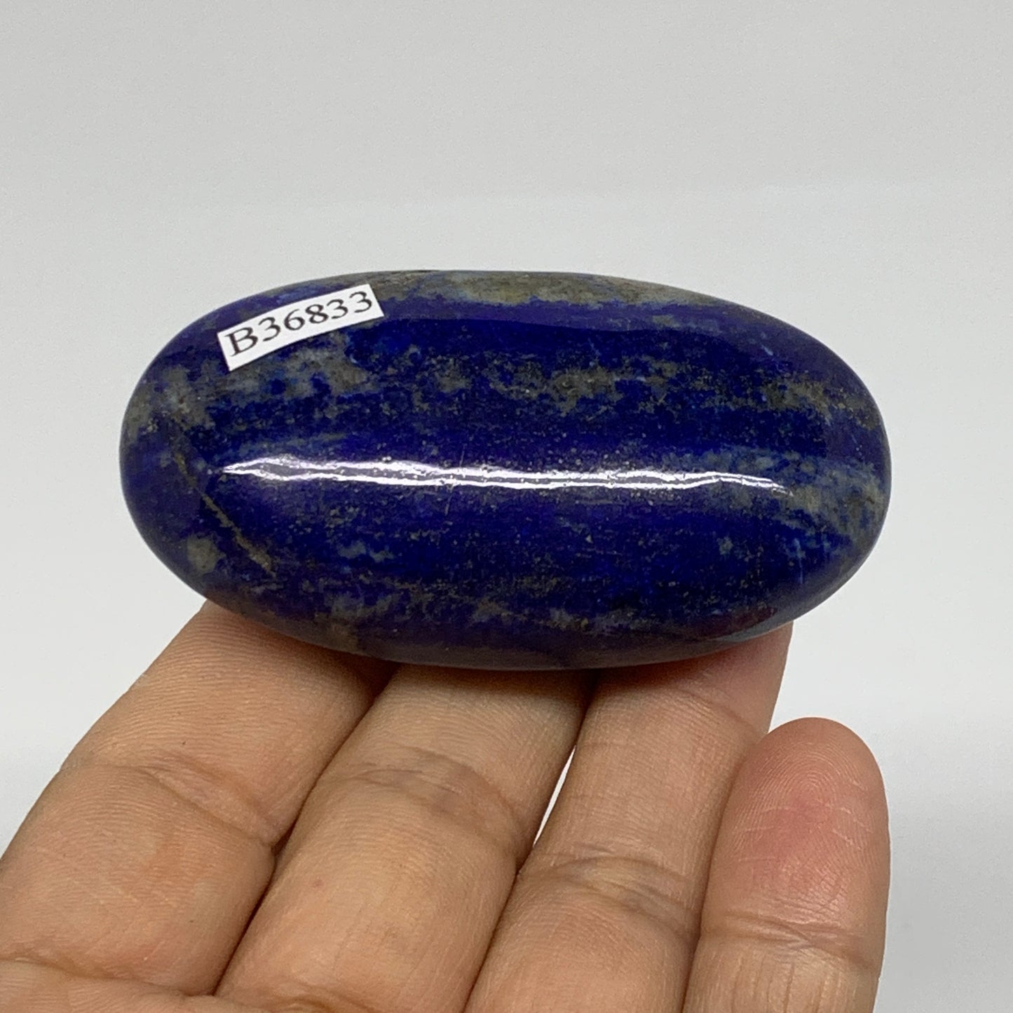 93.7g, 2.6"x1.4"x0.9", Natural Lapis Lazuli Palm Stone @Afghanistan, B36833