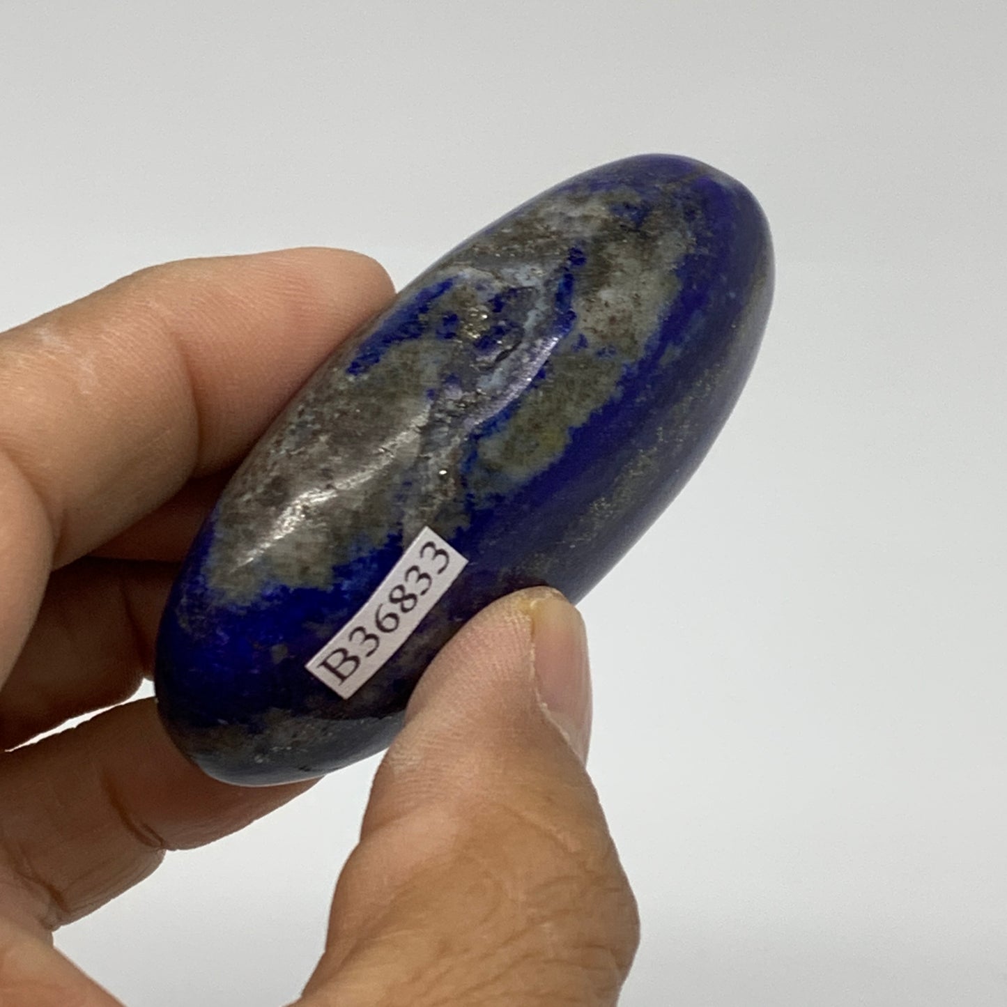 93.7g, 2.6"x1.4"x0.9", Natural Lapis Lazuli Palm Stone @Afghanistan, B36833