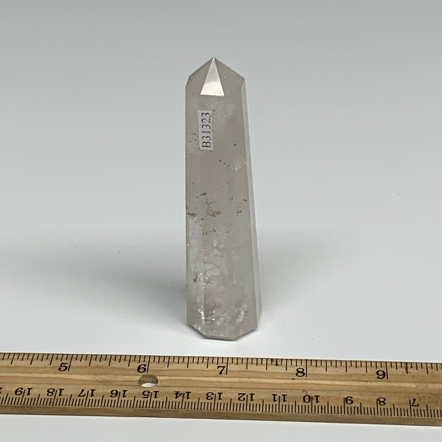 87.9g, 3.9"x0.9", Natural Quartz Crystal Tower Point Obelisk @India, B31323