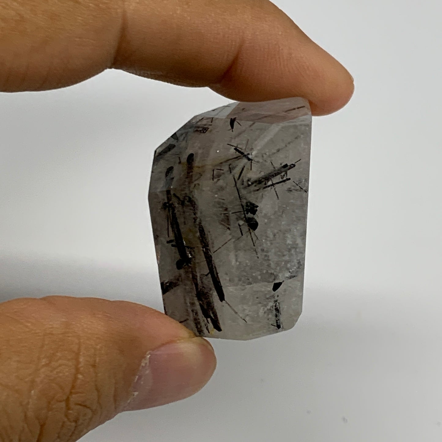 35g, 1.1"x1"x0.9", Black Tourmaline Rutile Quartz Crystal Chunk @Brazil,B27435