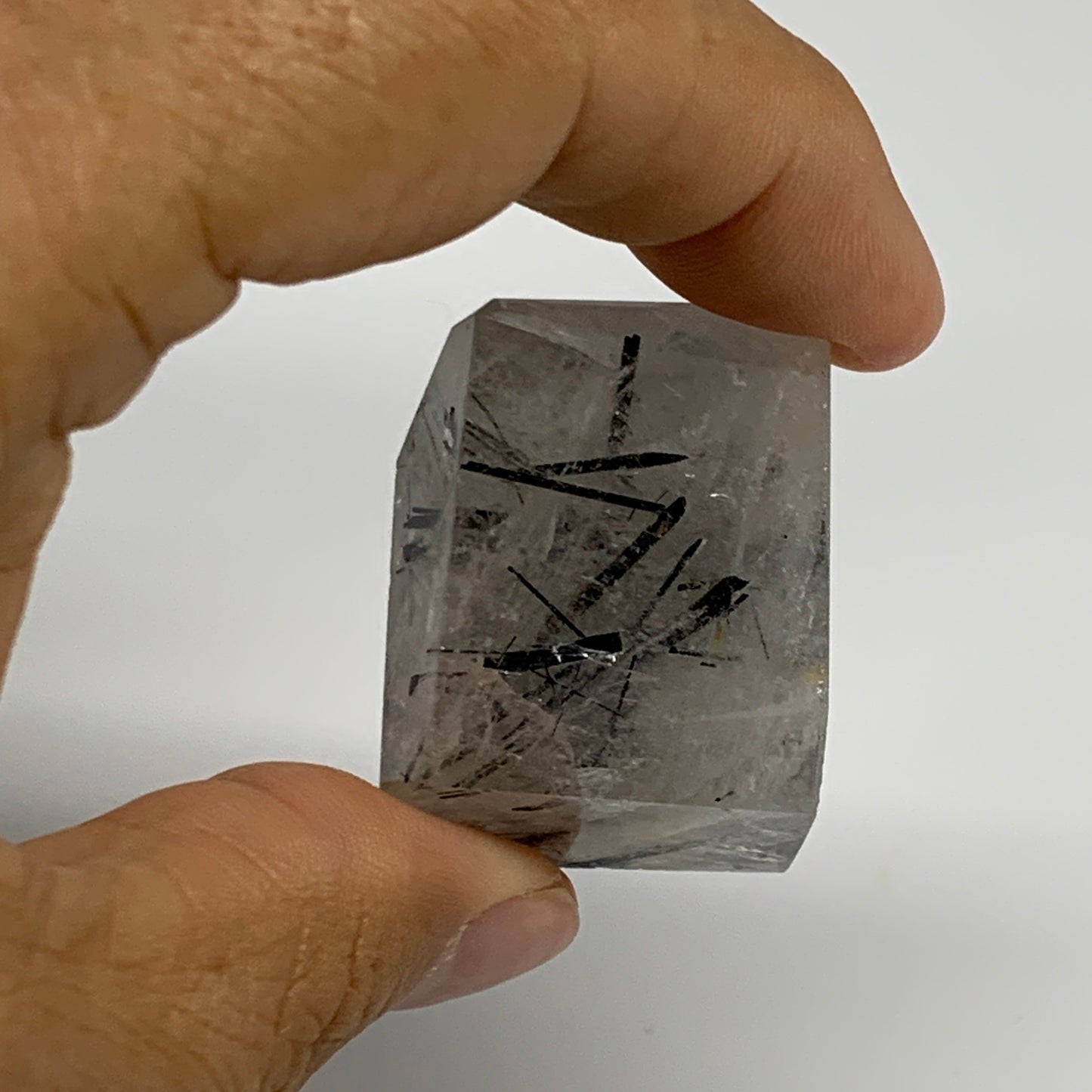 35g, 1.1"x1"x0.9", Black Tourmaline Rutile Quartz Crystal Chunk @Brazil,B27435