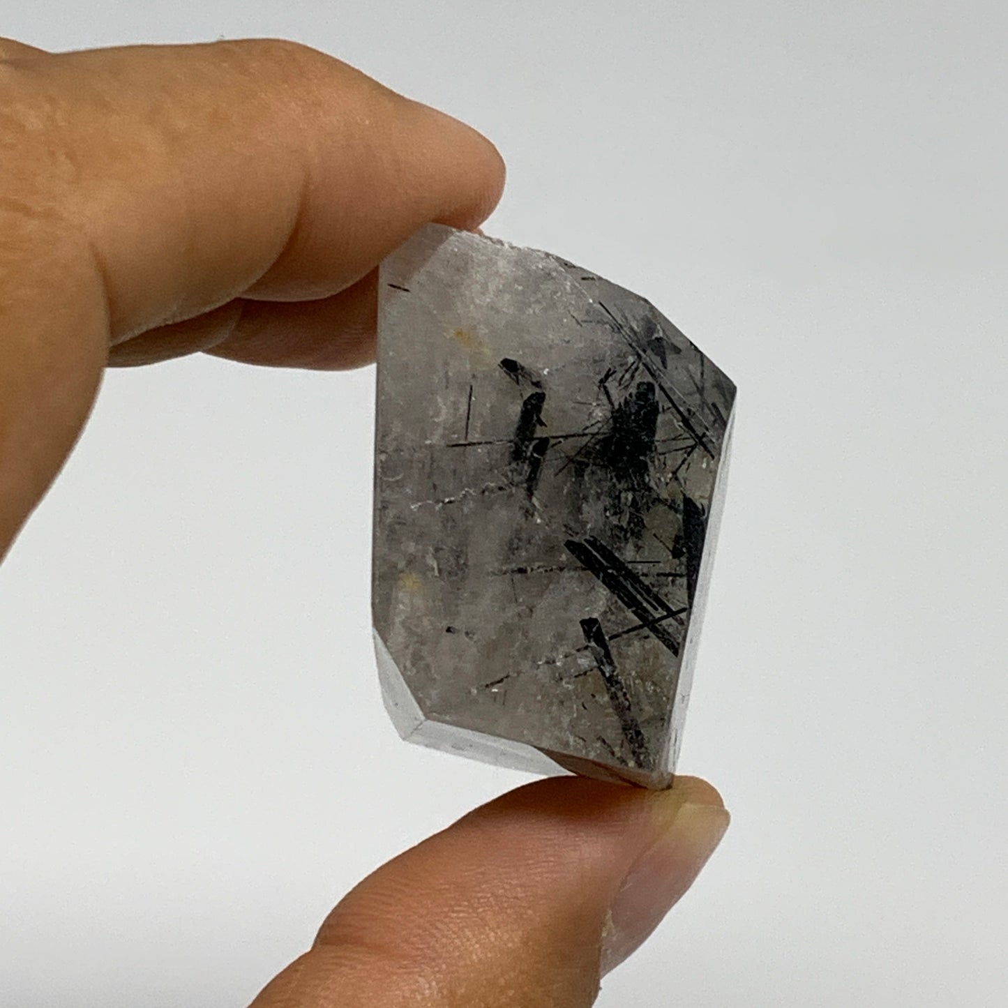 35g, 1.1"x1"x0.9", Black Tourmaline Rutile Quartz Crystal Chunk @Brazil,B27435