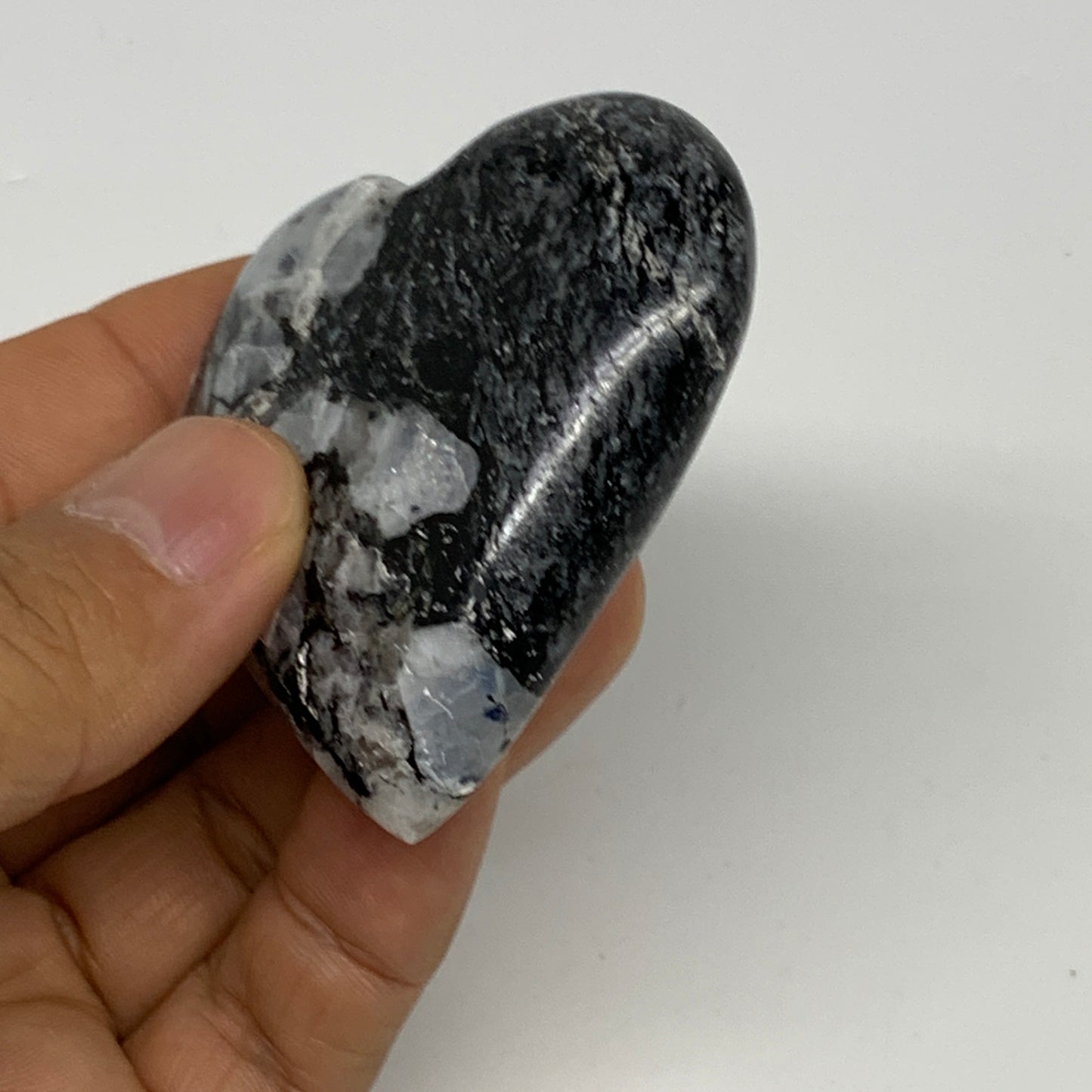 78.5g, 2.2"x2.2"x0.7", Rainbow Moonstone Heart Crystal Gemstone @India, B29766