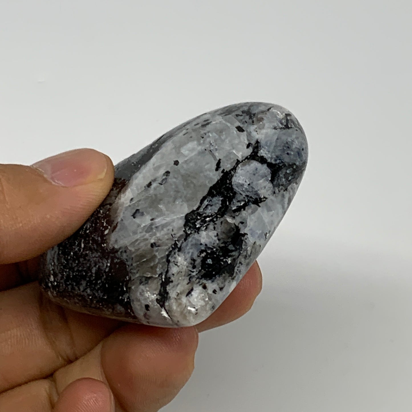 78.5g, 2.2"x2.2"x0.7", Rainbow Moonstone Heart Crystal Gemstone @India, B29766