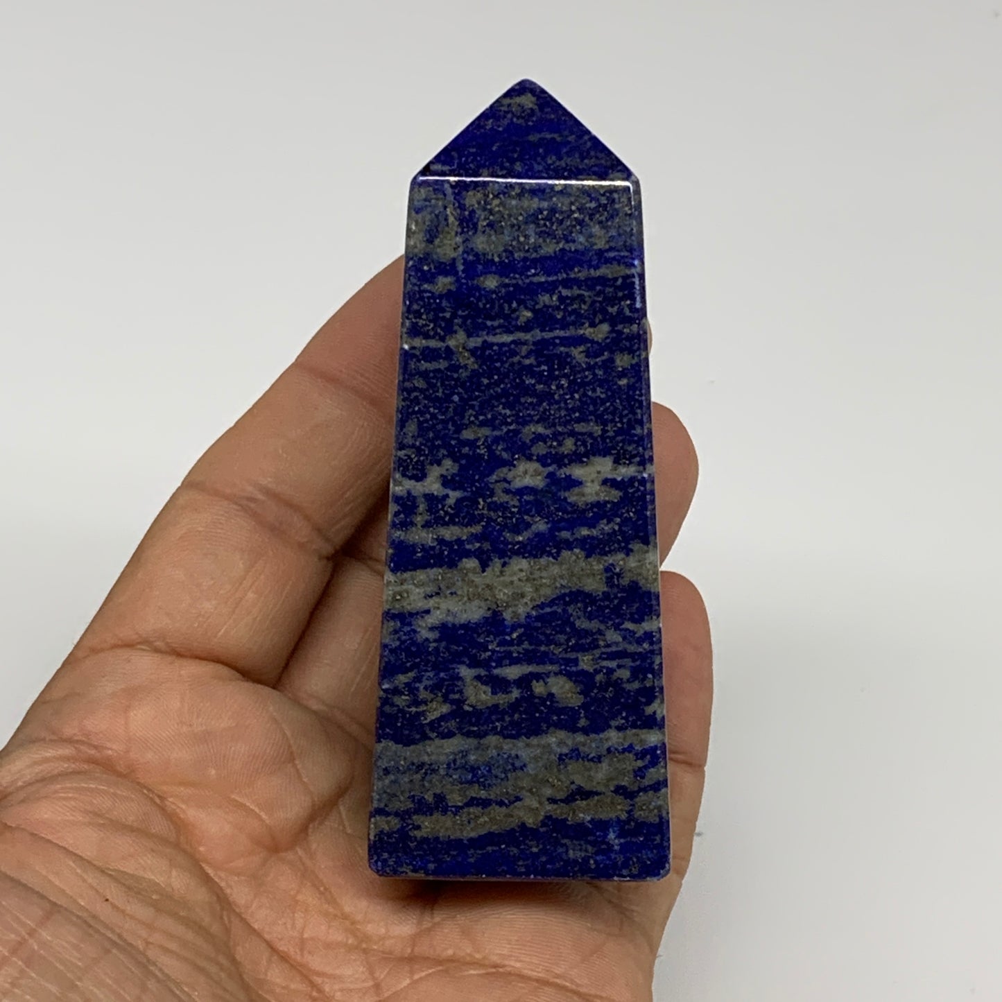 189.4g, 3.3"x1.2"x1.2", Natural Lapis Lazuli Tower Point Obelisk Afghanistan,B30