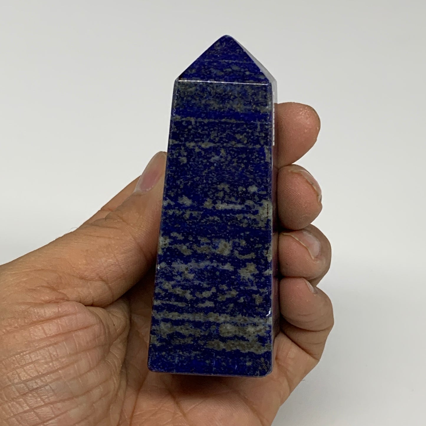 189.4g, 3.3"x1.2"x1.2", Natural Lapis Lazuli Tower Point Obelisk Afghanistan,B30