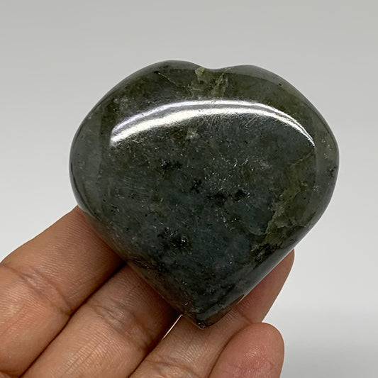 126.9g, 2.2"x2.2"x1" Natural Labradorite Heart Polished Healing Crystal, B35449