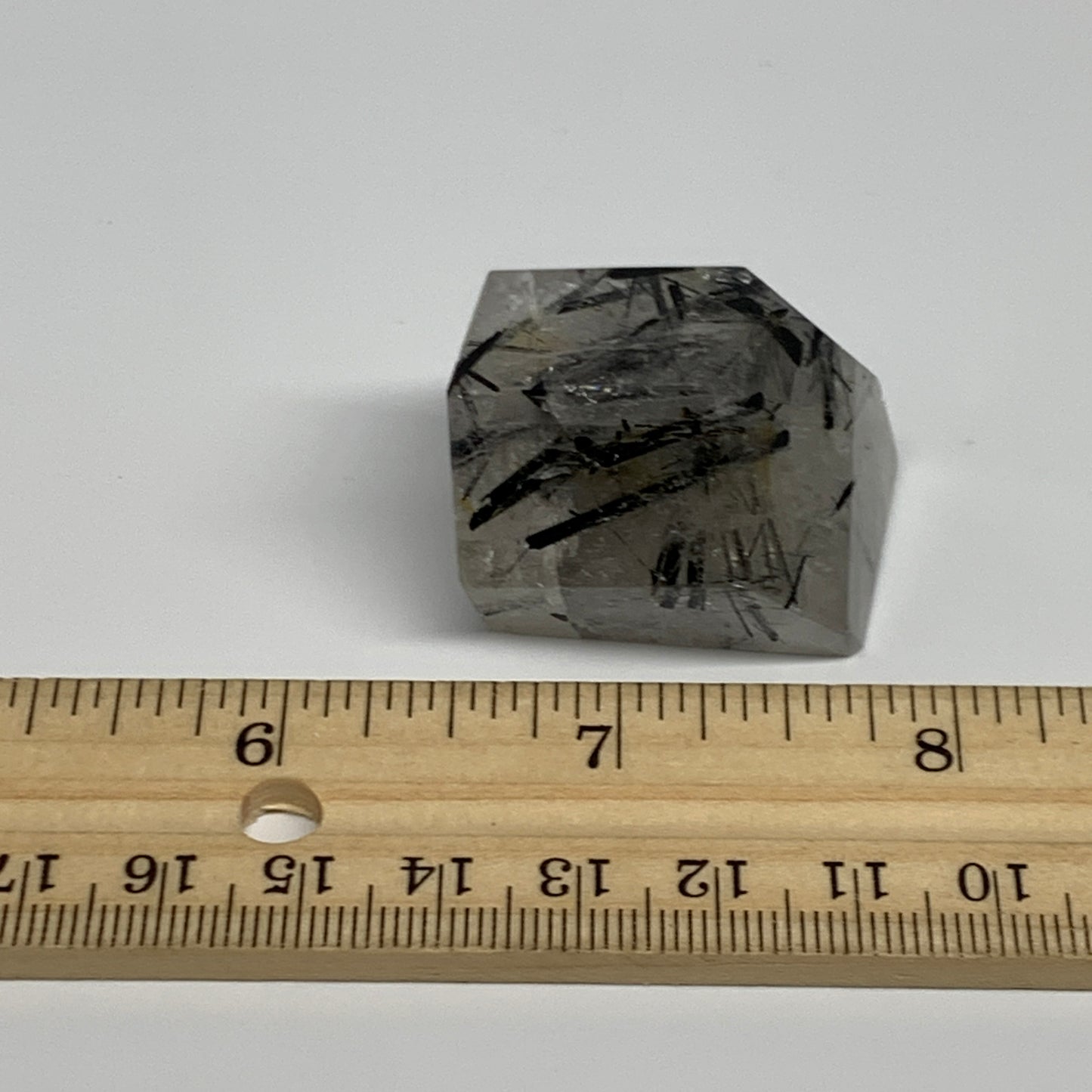 35g, 1.1"x1"x0.9", Black Tourmaline Rutile Quartz Crystal Chunk @Brazil,B27435