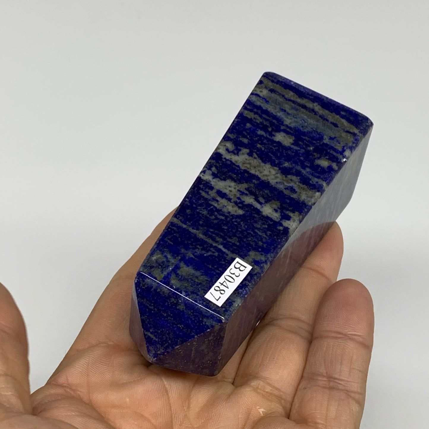 189.4g, 3.3"x1.2"x1.2", Natural Lapis Lazuli Tower Point Obelisk Afghanistan,B30