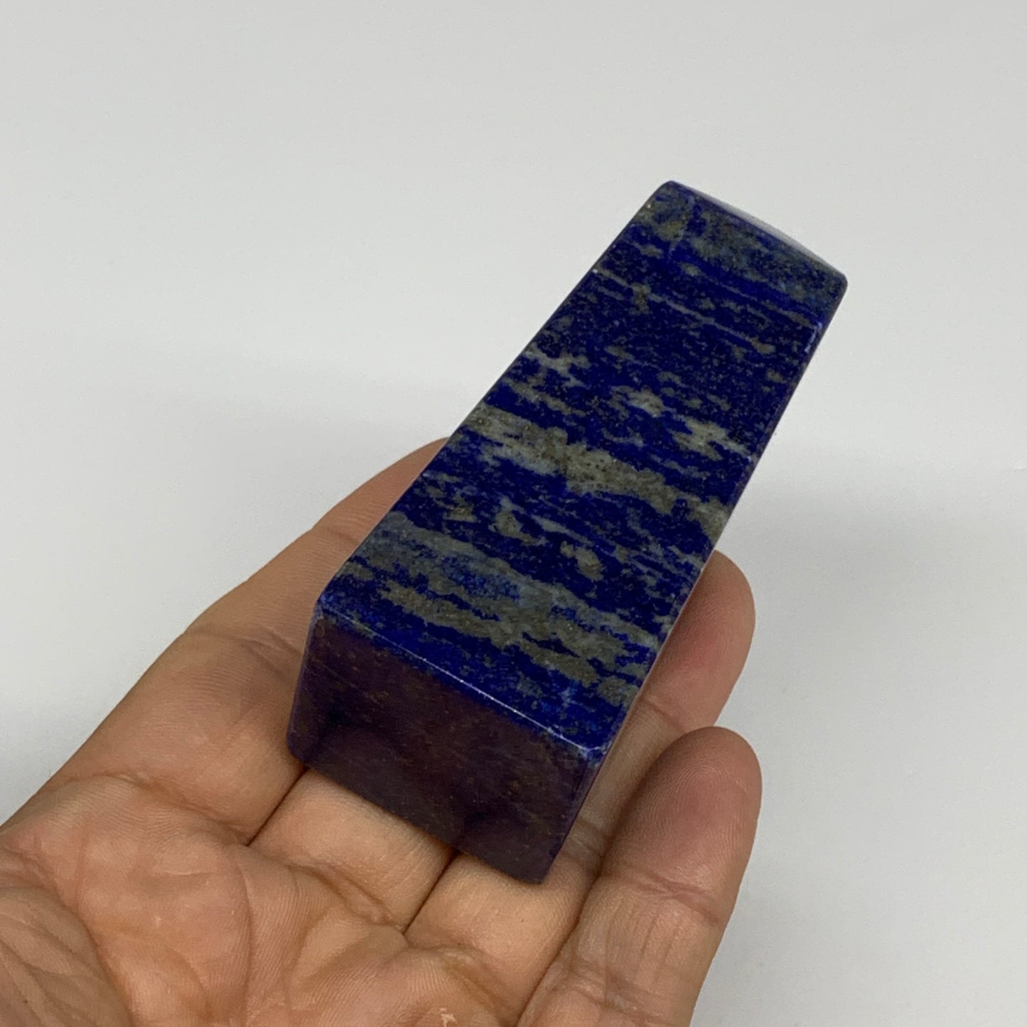 189.4g, 3.3"x1.2"x1.2", Natural Lapis Lazuli Tower Point Obelisk Afghanistan,B30