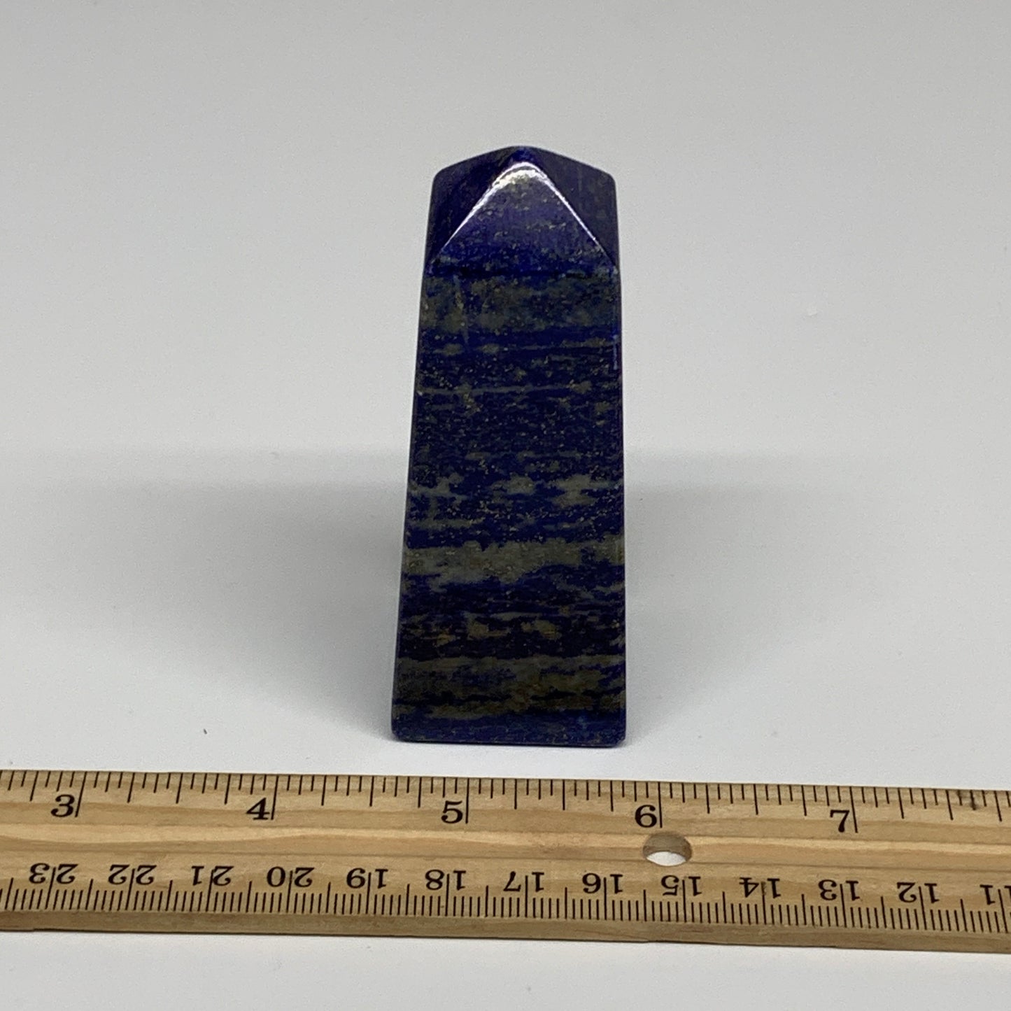 189.4g, 3.3"x1.2"x1.2", Natural Lapis Lazuli Tower Point Obelisk Afghanistan,B30