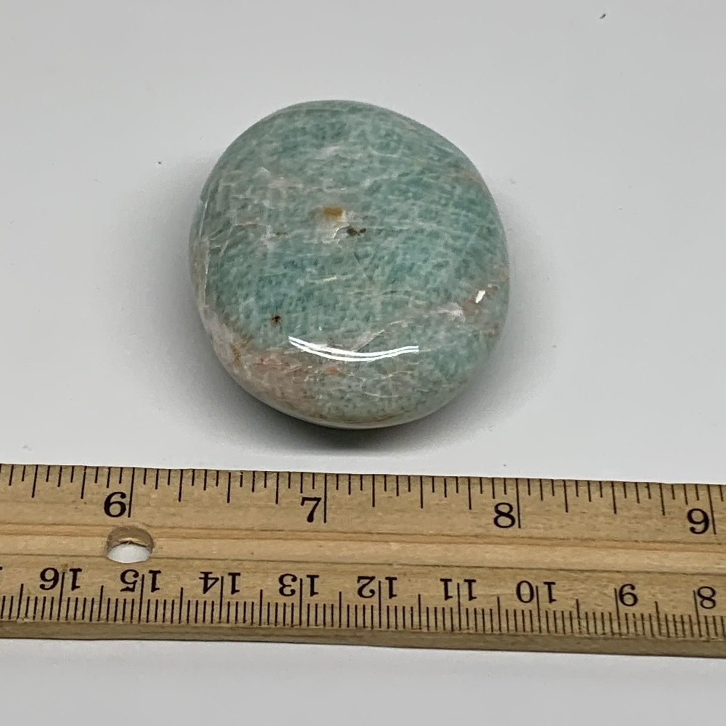 94.3g, 2.4"x1.8"x0.9", Natural Amazonite Palm-Stone Tumbled Polished, B34683