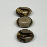 144.5g, 1.7"-1.8", 3pcs, Septarian Nodule Palm-Stone Polished Reiki Crystal, B28