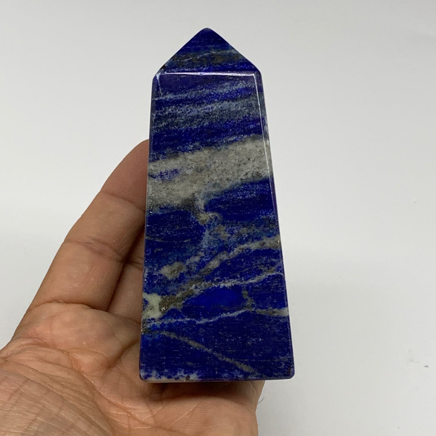 380.5g, 4"x1.7"x1.7", Natural Lapis Lazuli Tower Point Obelisk Afghanistan,B3048