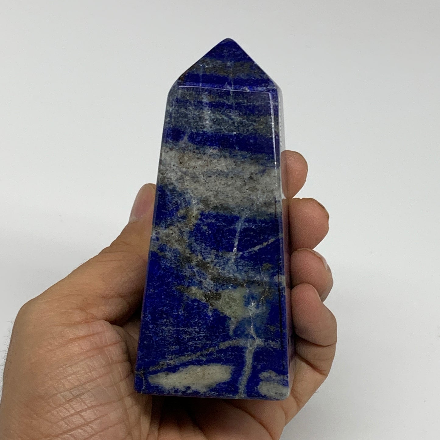380.5g, 4"x1.7"x1.7", Natural Lapis Lazuli Tower Point Obelisk Afghanistan,B3048