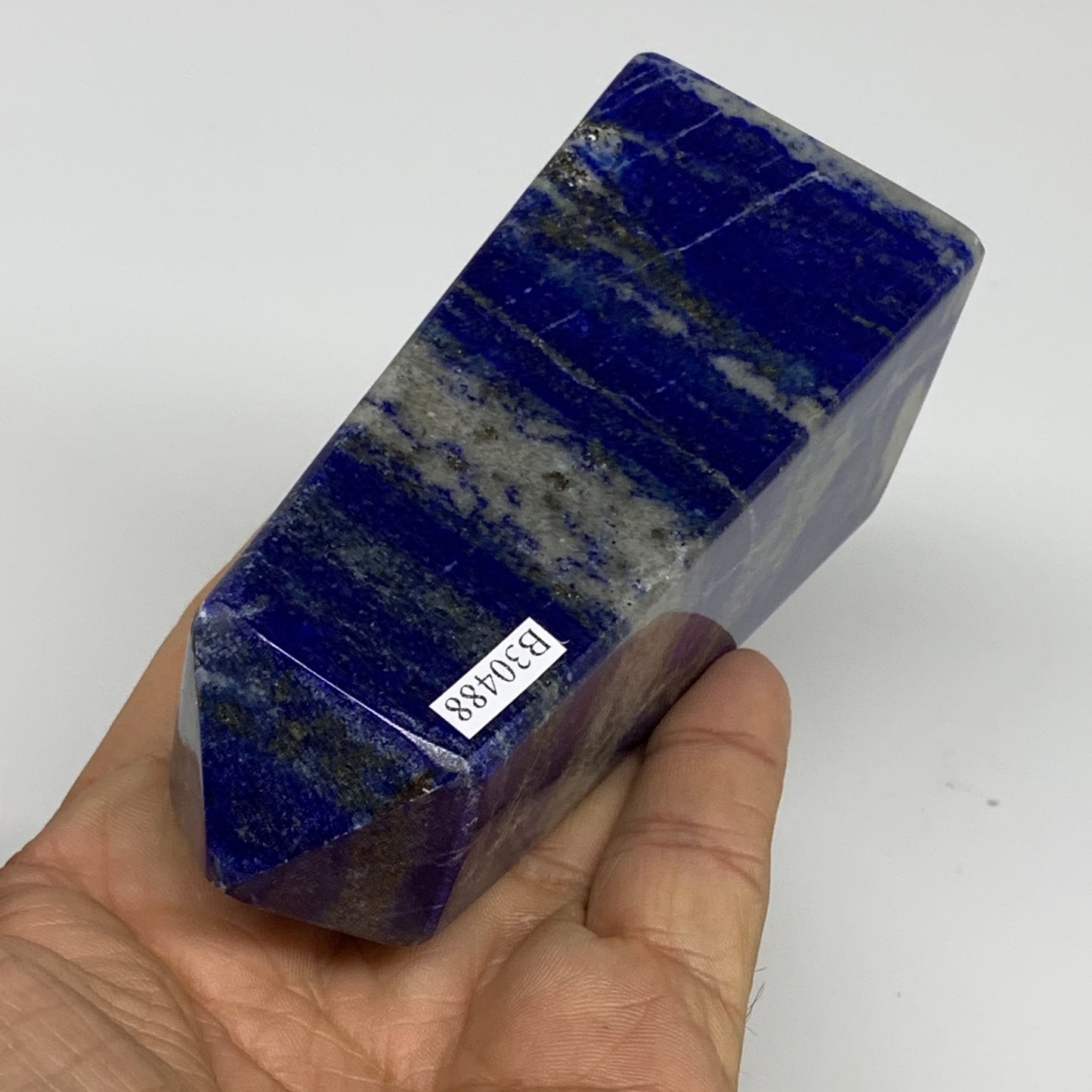 380.5g, 4"x1.7"x1.7", Natural Lapis Lazuli Tower Point Obelisk Afghanistan,B3048