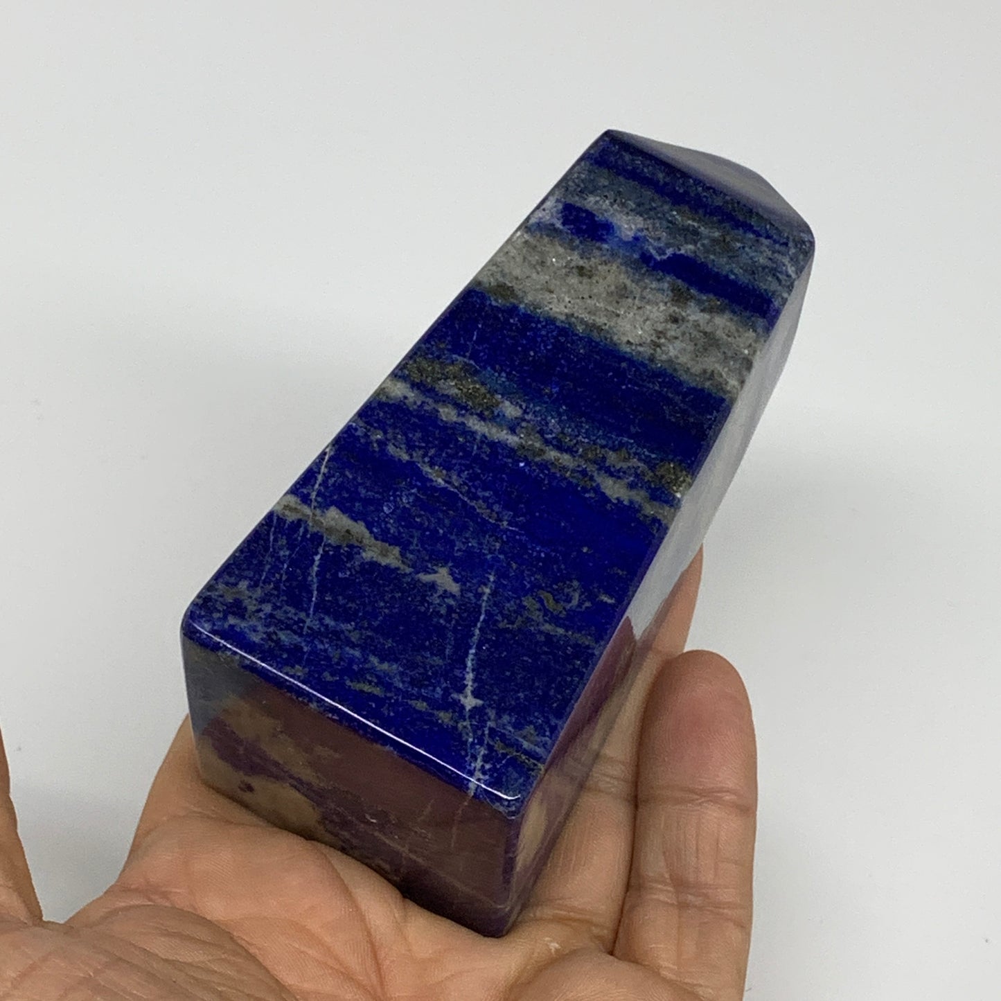 380.5g, 4"x1.7"x1.7", Natural Lapis Lazuli Tower Point Obelisk Afghanistan,B3048