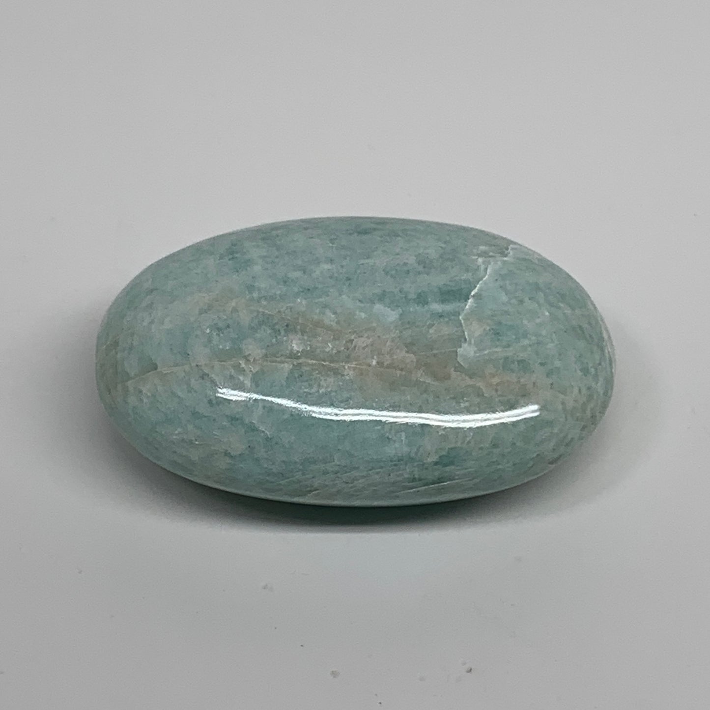 90.4g, 2.5"x1.7"x0.9", Natural Amazonite Palm-Stone Tumbled Polished, B34684