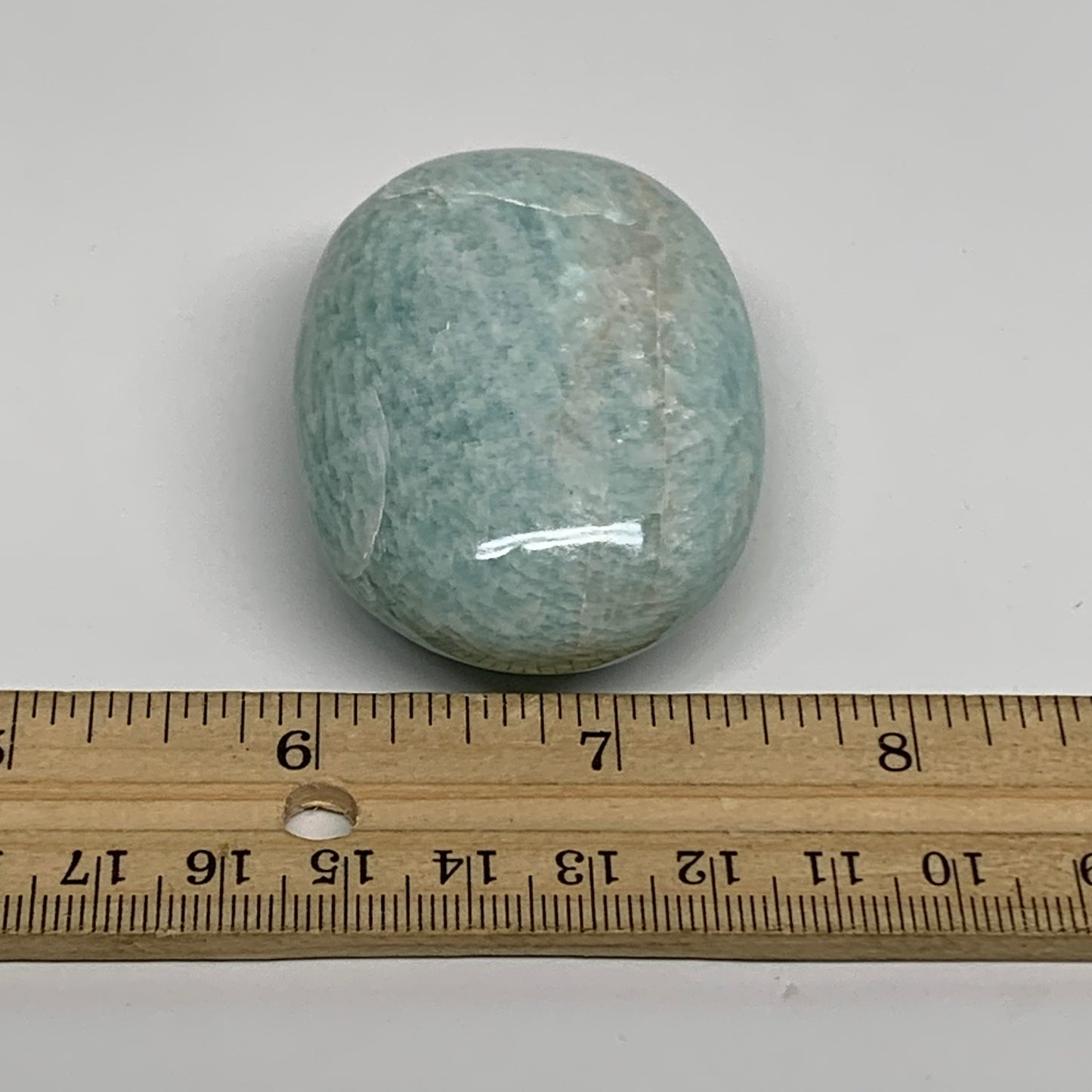 90.4g, 2.5"x1.7"x0.9", Natural Amazonite Palm-Stone Tumbled Polished, B34684