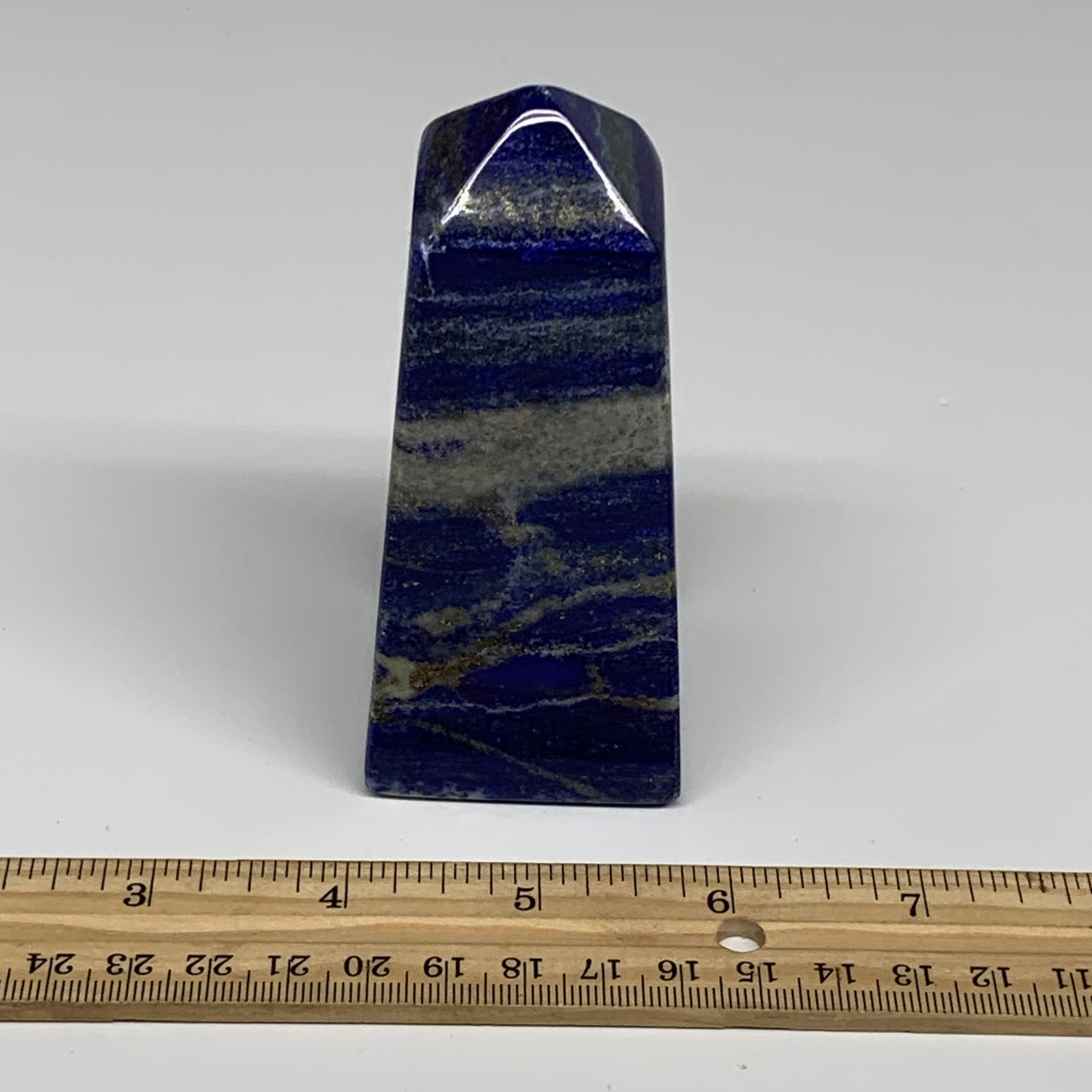 380.5g, 4"x1.7"x1.7", Natural Lapis Lazuli Tower Point Obelisk Afghanistan,B3048
