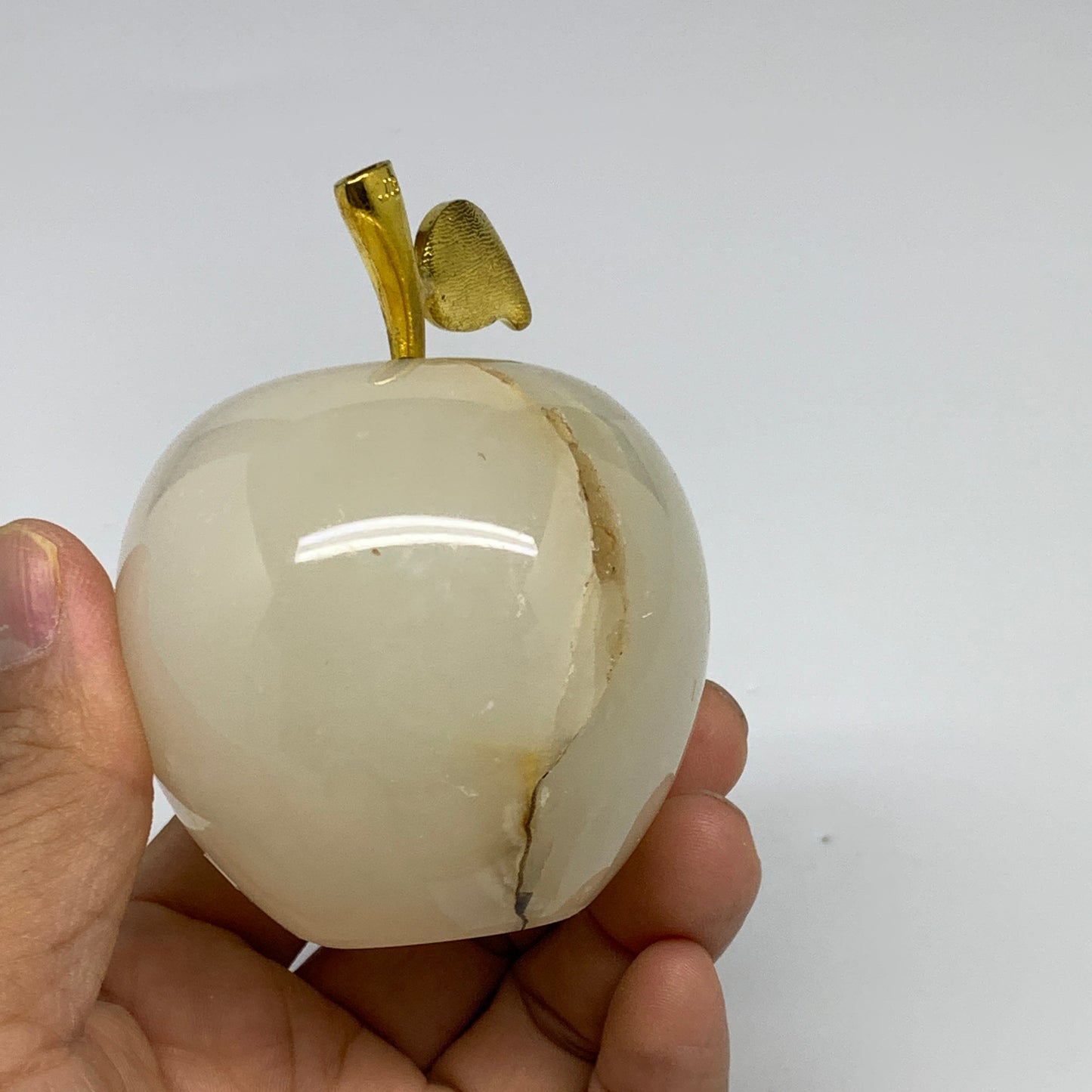 353g, 2.3"x2.4", Natural Green Onyx Apple Gemstone from Afghanistan, B31965