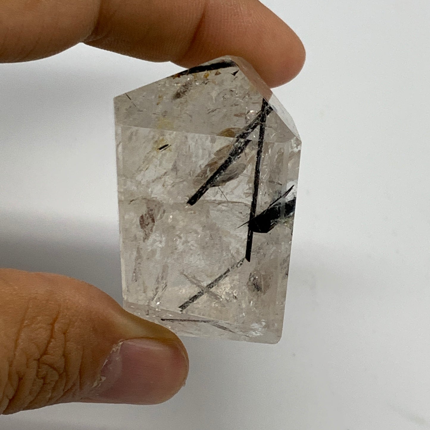 75.4g, 1.3"x1.6"x1", Black Tourmaline Rutile Quartz Crystal Chunk @Brazil,B27438