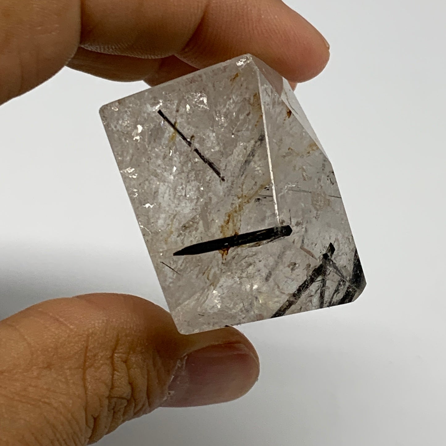 75.4g, 1.3"x1.6"x1", Black Tourmaline Rutile Quartz Crystal Chunk @Brazil,B27438