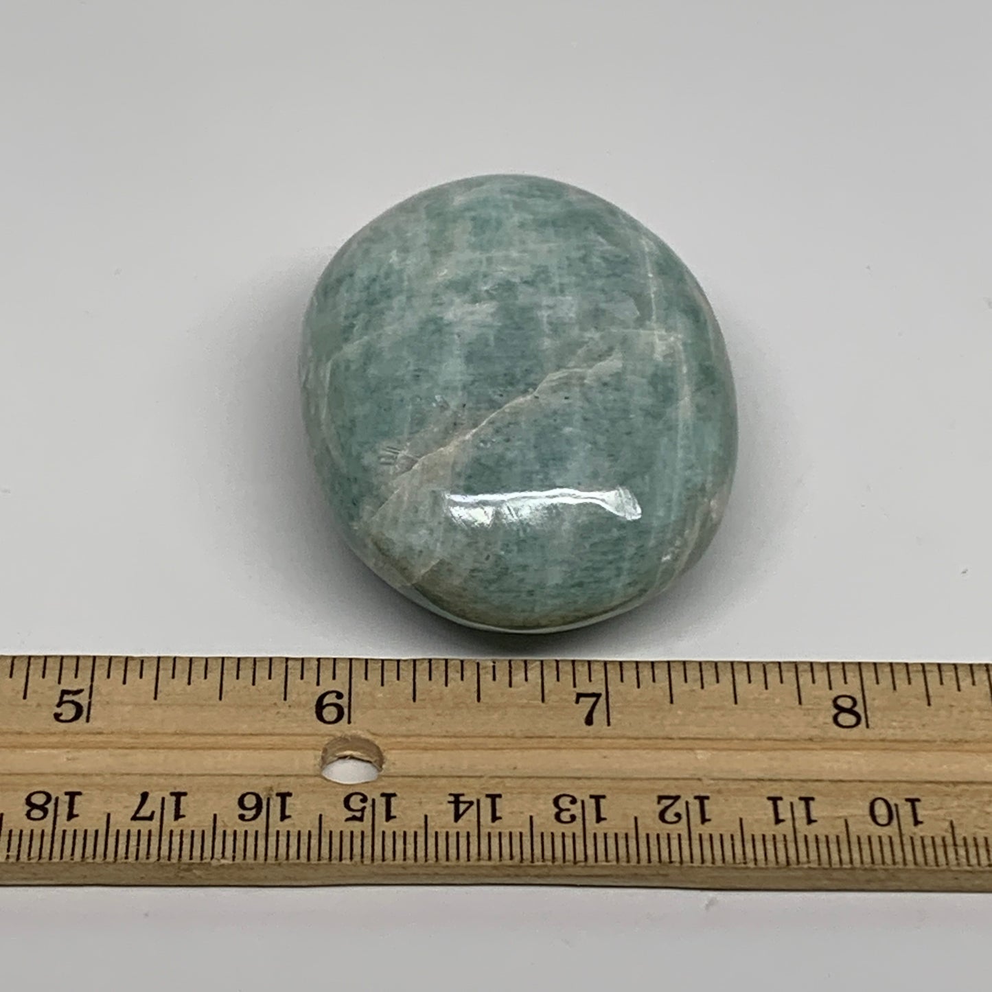 99.99g, 2.4"x1.8"x0.9", Natural Amazonite Palm-Stone Tumbled Polished, B34685
