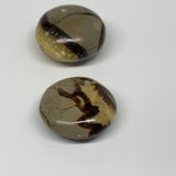 153.2g, 1.8"-1.9", 2pcs, Septarian Nodule Palm-Stone Polished Reiki Crystal, B28