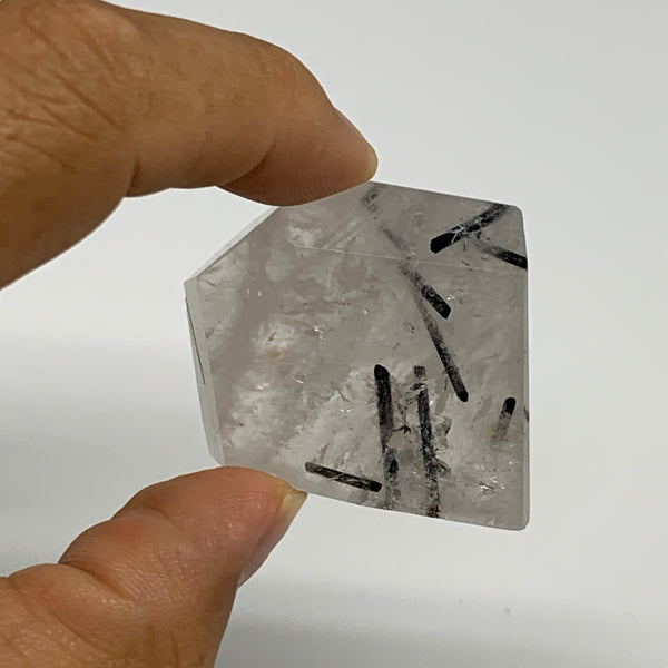 48.4g, 1.3"x1.4"x1", Black Tourmaline Rutile Quartz Crystal Chunk @Brazil,B27439