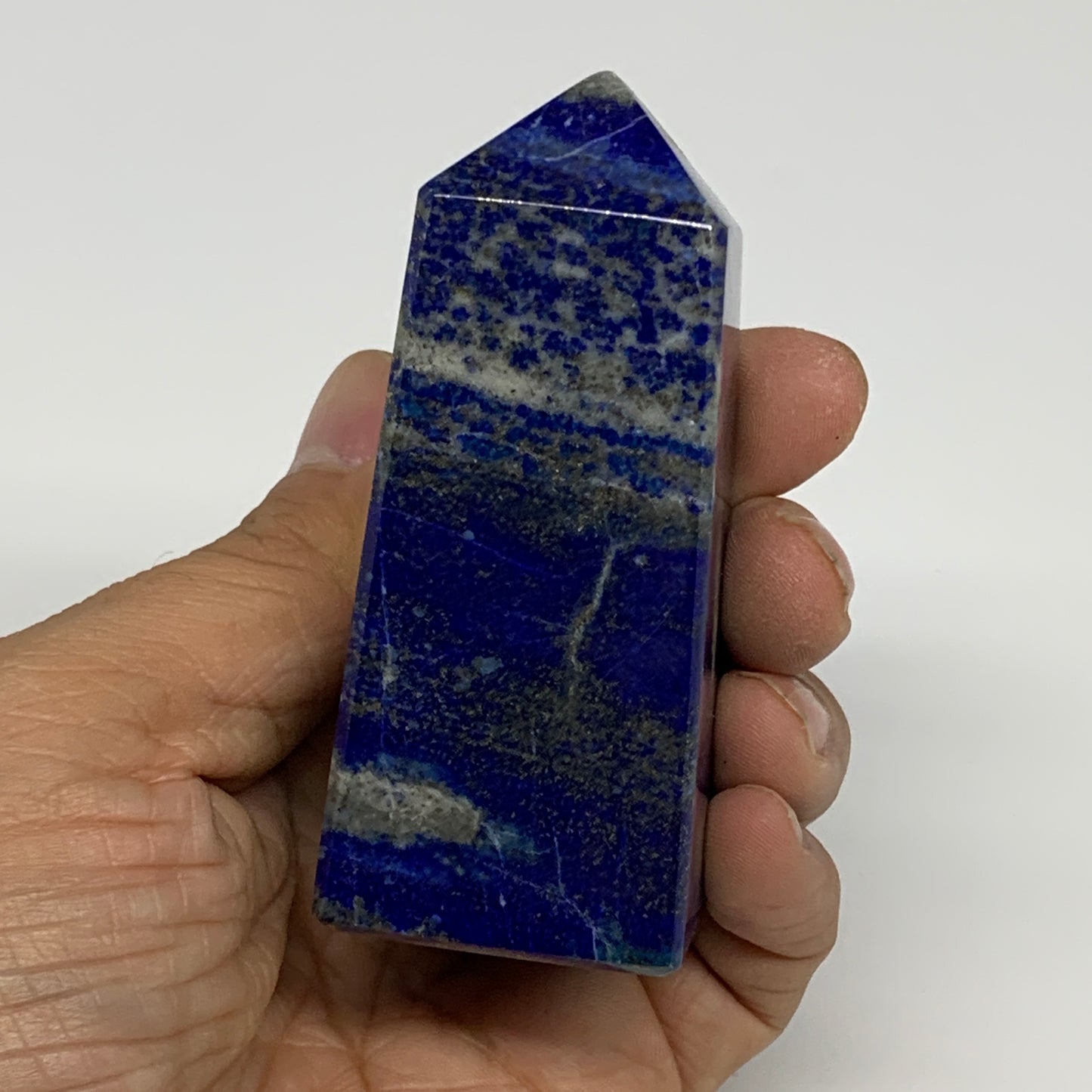 213.3g, 3.1"x1.3"x1.3", Natural Lapis Lazuli Tower Point Obelisk Afghanistan,B30