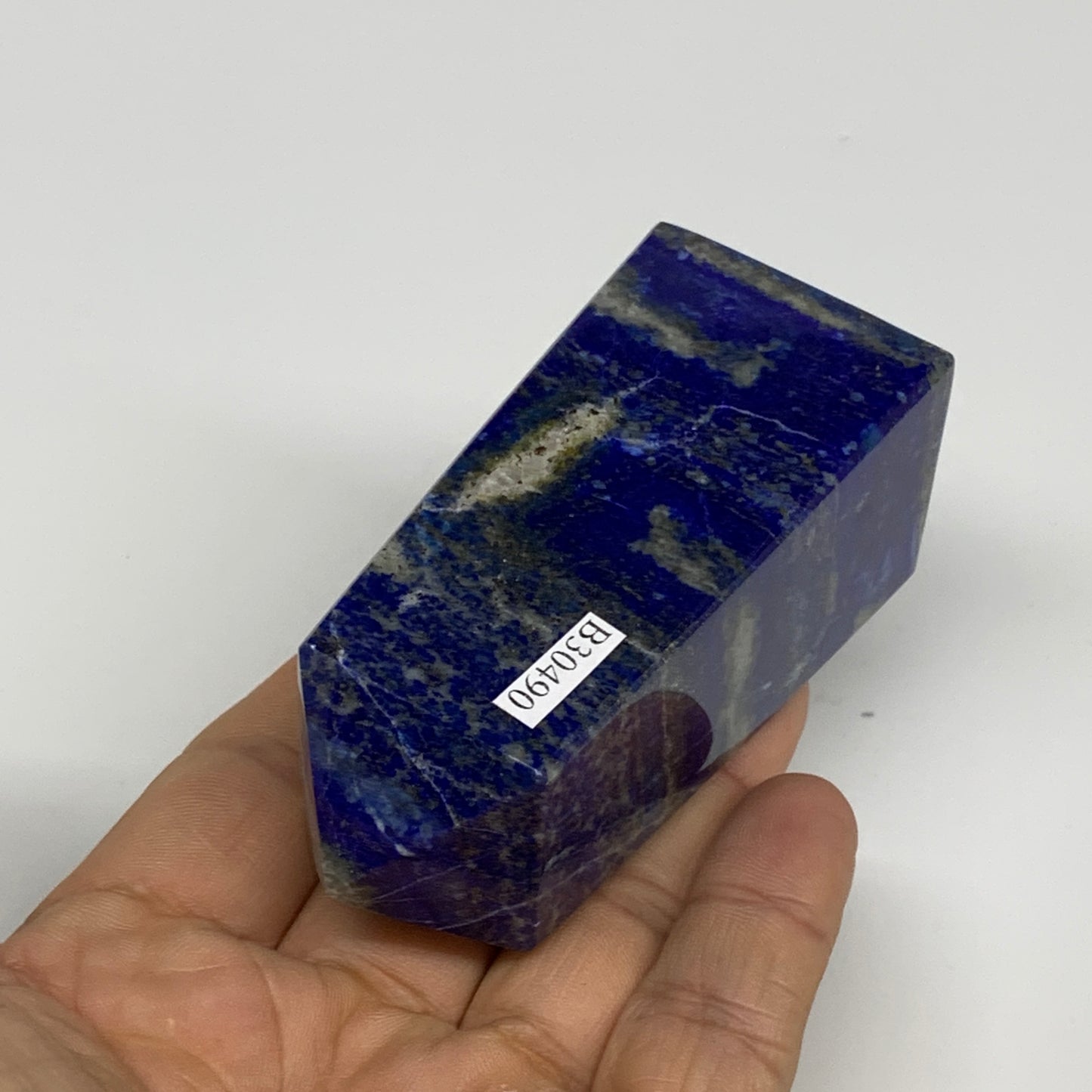 213.3g, 3.1"x1.3"x1.3", Natural Lapis Lazuli Tower Point Obelisk Afghanistan,B30