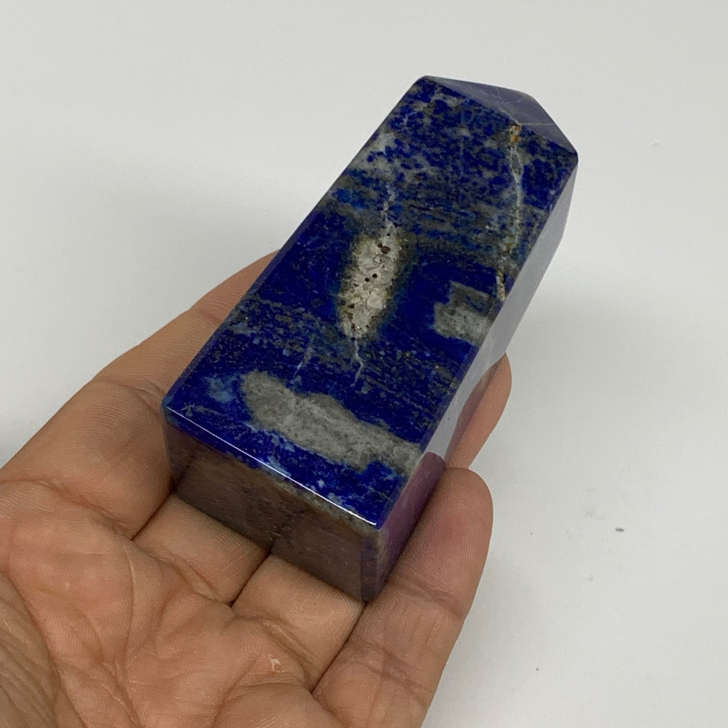 213.3g, 3.1"x1.3"x1.3", Natural Lapis Lazuli Tower Point Obelisk Afghanistan,B30