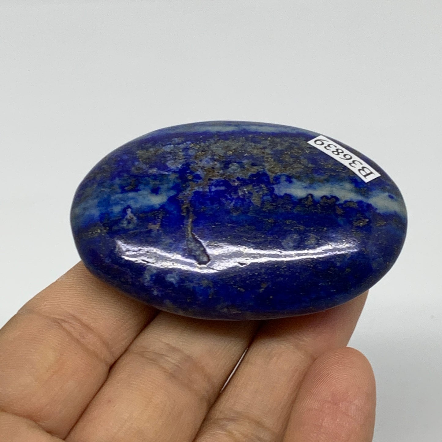 76.9g, 2.4"x1.6"x0.7", Natural Lapis Lazuli Palm Stone @Afghanistan, B36839
