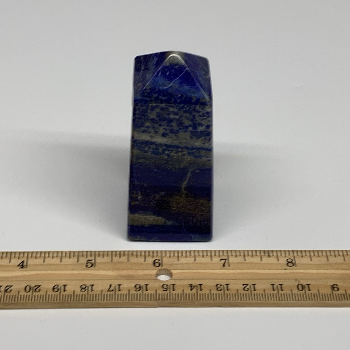213.3g, 3.1"x1.3"x1.3", Natural Lapis Lazuli Tower Point Obelisk Afghanistan,B30