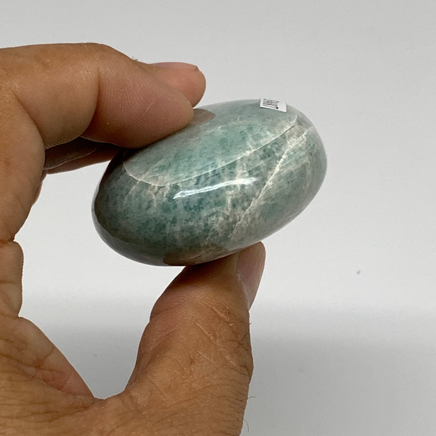 103.3g, 2.4"x1.7"x1", Natural Amazonite Palm-Stone Tumbled Polished, B34687