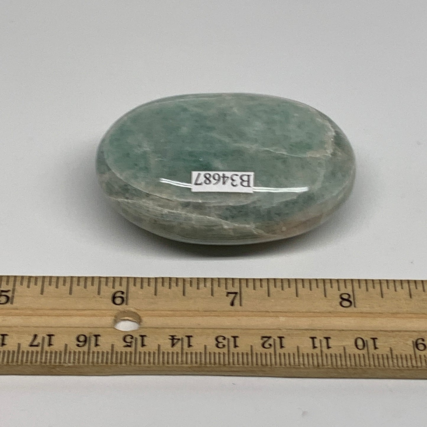 103.3g, 2.4"x1.7"x1", Natural Amazonite Palm-Stone Tumbled Polished, B34687