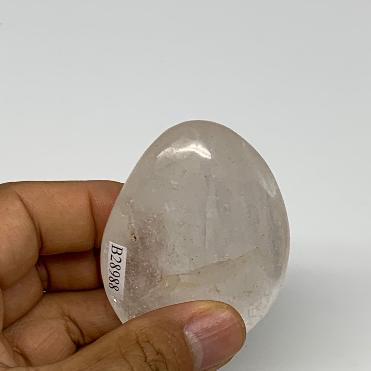 93.7g, 2.5"x1.9"x1", Natural Quartz Crystal Palm-Stone Polished Reiki, B28988