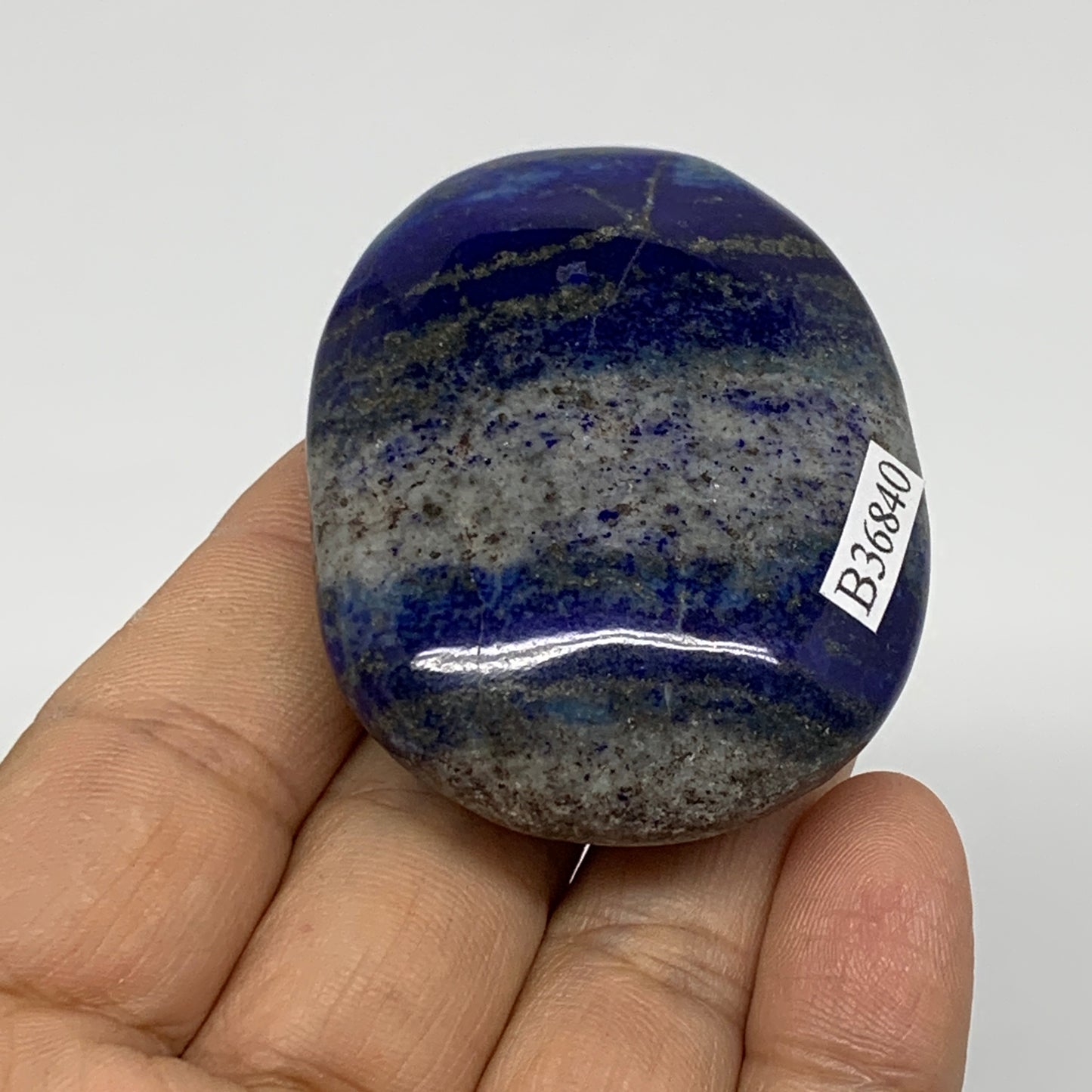 77.6g, 2.2"x1.7"x0.7", Natural Lapis Lazuli Palm Stone @Afghanistan, B36840